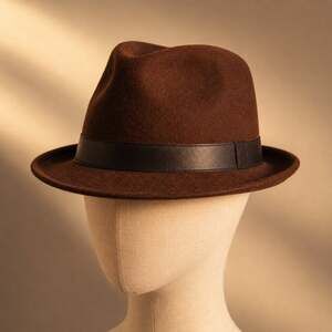 Henschel Hat Co. USA Classic Brown Tribly Felt Fedora XL 7 3/8 Dark Academia